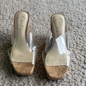 Jessica Simpson Cream and Tan Mules with Slip-On Design